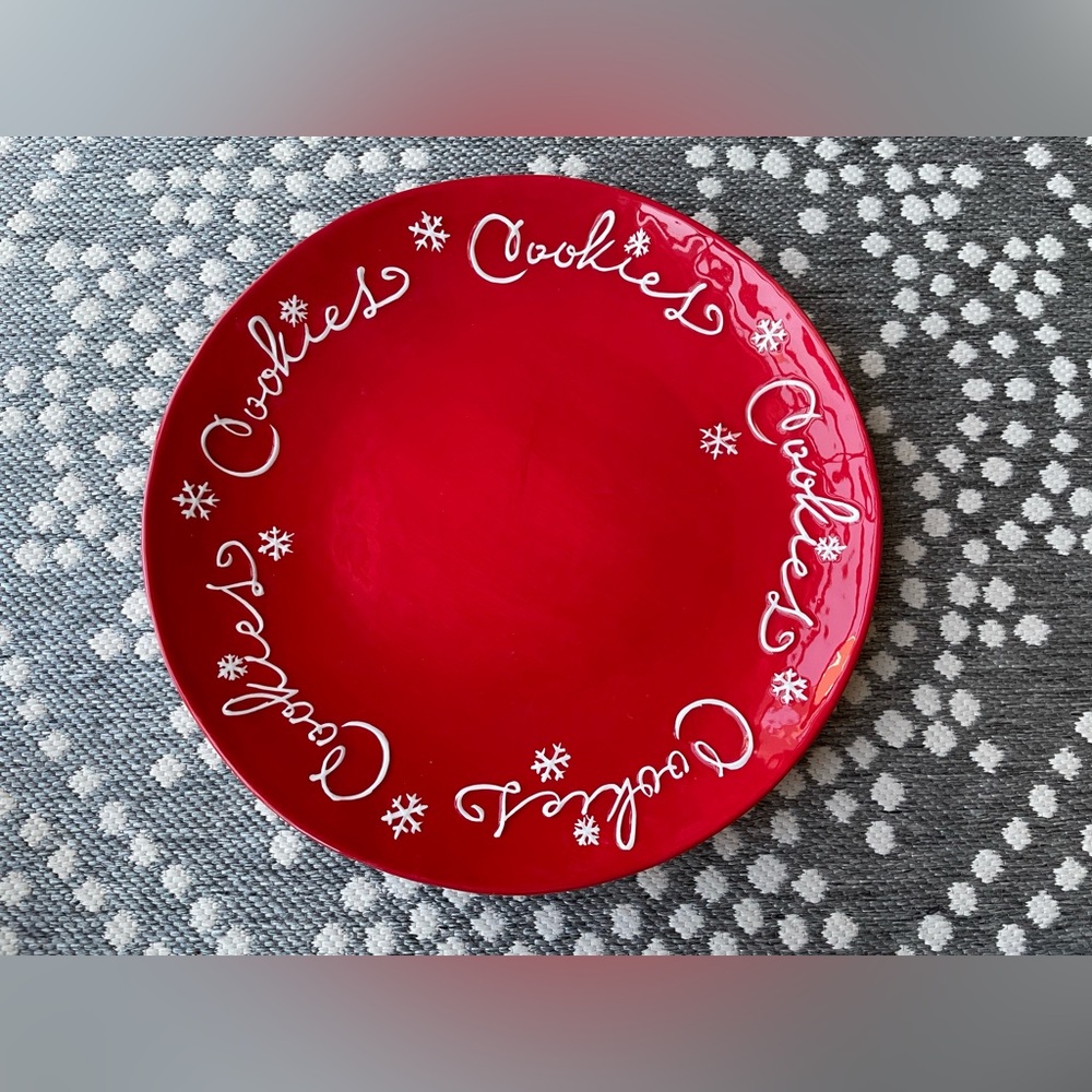 Hallmark Cookie Platter Serving Plate Christmas Red Holiday Snowflakes